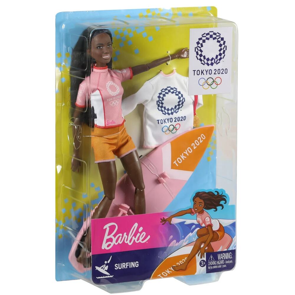 Barbie Olympic Games Tokyo 2020 Surfer Doll w/ Accessories Surfboard Medal New - Picture 11 of 11